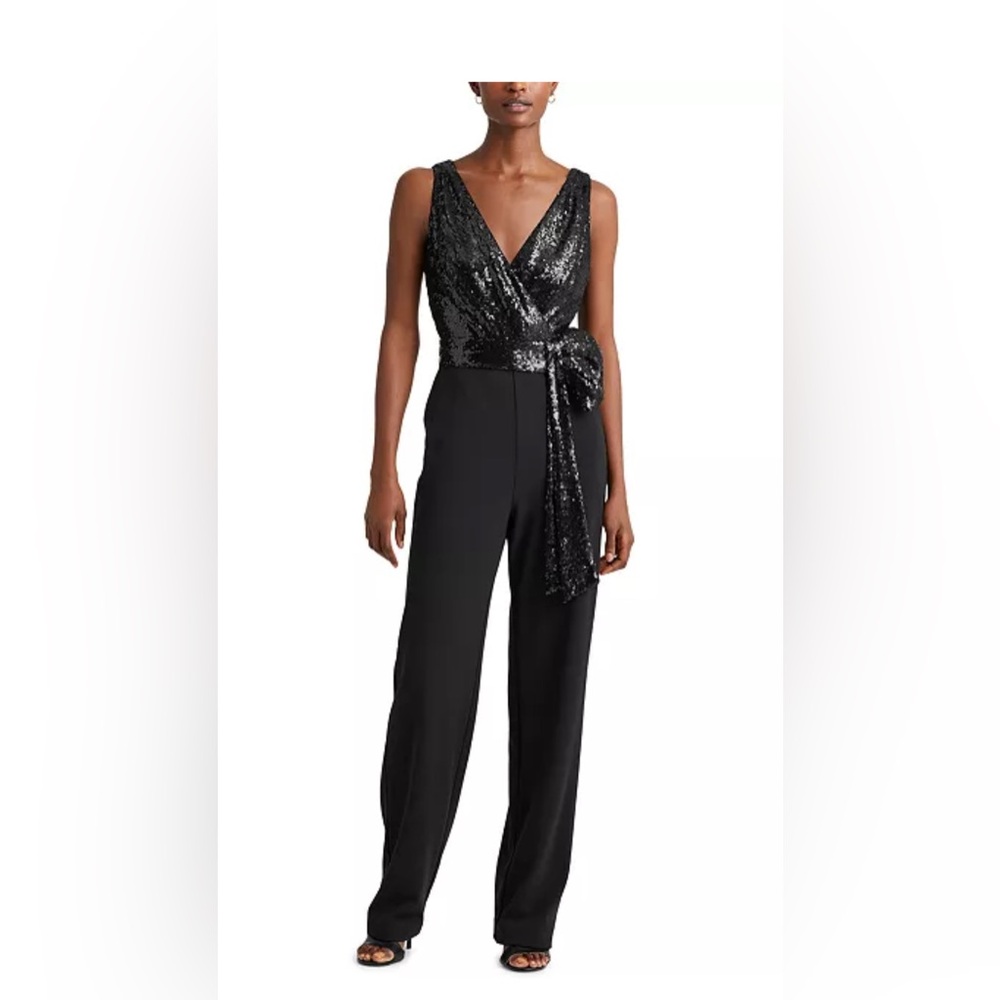 Ralph Lauren Black Sequin Wrap Jumpsuit